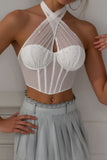 Sequin Halter Crop Top