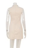 Sleeveless Mock Neck Zip Front Mini Dress