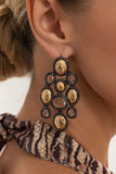 Oval Stone Beaded Chandelier Earrings