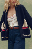 Horse Pattern Knit Cardigan