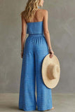 Striped Tube-Top High-Waist Pants Set