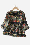 Button-Front Floral Blouse