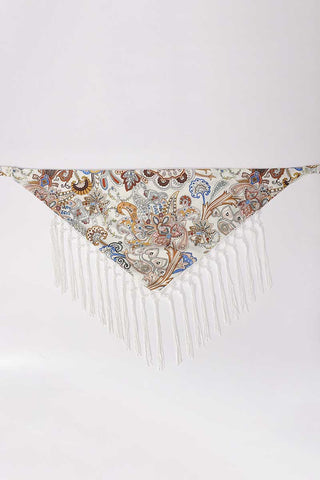 Patchwork Fringe Tie Waist Wrap Skirt