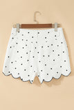 Polka Dot Scallop Hem Shorts
