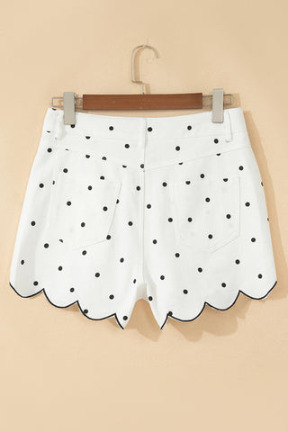 Polka Dot Scallop Hem Shorts