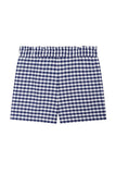 Plaid Band Collar Top and Drawstring Short Set