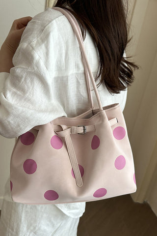 Polka Dot Buckle Strap Tote Bag