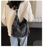 Distressed Patch Shoulder Bag