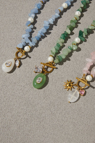 Chip Stone Toggle Charm Necklace