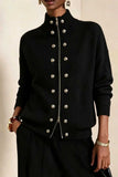 Mock Neck Zip Front Military Cardigan