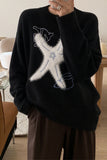 Fuzzy Star Graphic Crew Neck Sweater