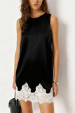 Sleeveless Lace Hem Casual Dress