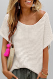 Open Knit Scoop Neck Short Sleeve Sweater