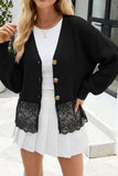 Lace Hem V-Neck Button Front Cardigan