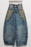 Barrel Leg Panel Detail Jeans