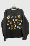 Floral Applique Crew Neck Sweater