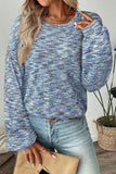 Marled Knit Crew Neck Long Sleeve Top