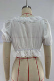 Tie-Front Puff-Sleeve Crop Top