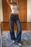 Floral Print High-Waist Baggy Jeans