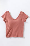 Built-In Bra V-Neck Short Sleeve T-Shirt