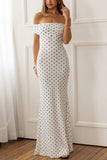 Polka Dot Off-Shoulder Maxi Casual Dress