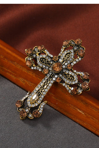 Crystal Cross Brooch