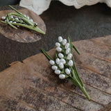 Floral Pearl Enamel Brooch