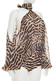 Zebra Print Halter Ruffle Short Set