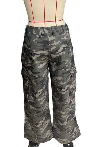 High-Waist Wide-Leg Cargo Casual Pants