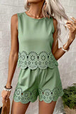 Sleeveless Eyelet Short Set