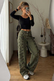 Side Button Detail Wide-Leg Pants
