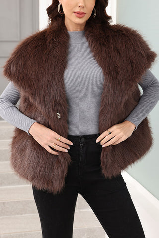 Faux Fur Sleeveless Open Front Vest