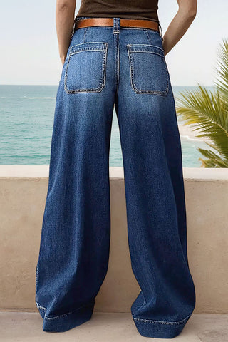 Wide-Leg Back Pocket Jeans