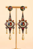 Floral Mosaic Drop Dangle Earrings