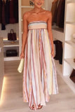Striped Strapless Maxi Vacation Dress
