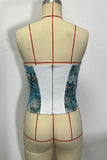 Floral Lace-Up Sweetheart Corset Top