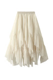 Tiered Ruffle Sheer A-Line Midi Skirt