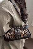 Leopard Print Buckle Strap Shoulder Bag