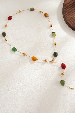 Multi-Stone Chain Lariat Necklace