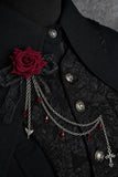 Floral Lace Bow Chain Shoulder Brooch