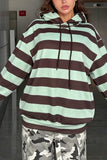 Striped Drawstring Hoodie Sweatshirt