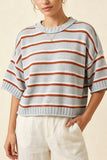 Striped Crew Neck Drop Shoulder Sweater
