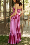 Striped Peplum Skirt Set