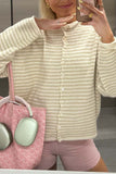 Striped Button-Front Long Sleeve Cardigan