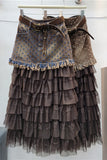 Polka Dot Tiered Ruffle Midi Skirt