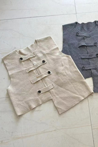 Asymmetrical Buckle-Front Vest
