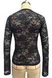 Sheer Floral Lace Cutout Long Sleeve Blouse