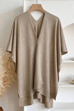 V-Neck Open Front Knit Cape