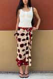 Polka Dot Ruffle Wrap Midi Skirt