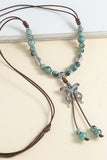 Butterfly Charm Beaded Tassel Necklace